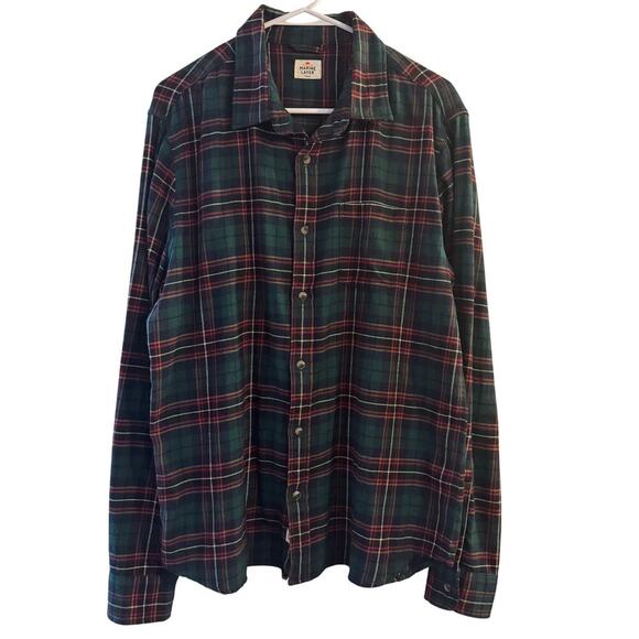 Marine Layer Mens Casual Button Down PlaiD Cotton Shirt Size Large Dark Academia - Picture 1 of 4